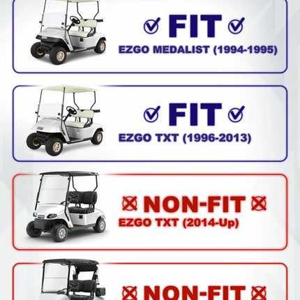 MOAB DOT-Approved Clear Foldable Windshield for EZGO TXT (1994–2013)